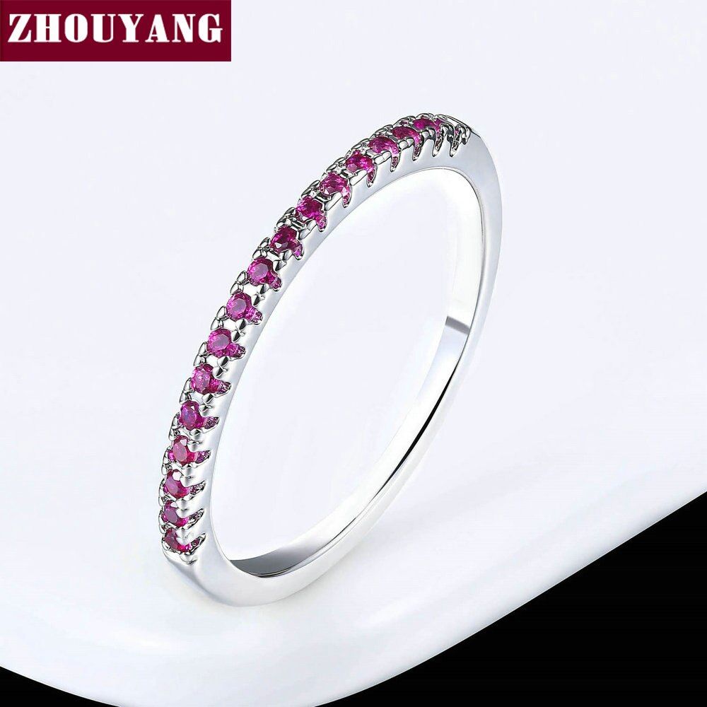 ZHOUYANG Wedding Ring For Women Man Concise Classical Multicolor Mini Cubic Zirconia Rose Gold Color Gift Fashion Jewelry R251