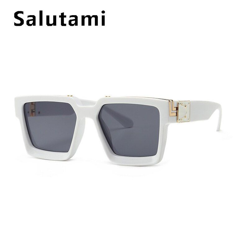 White grayCelebrity Luxury Brand Square Sunglasses For Women Overszie Vintage Eyewear Men 2019 Fashion Punk Sun Glasses Black White Shades