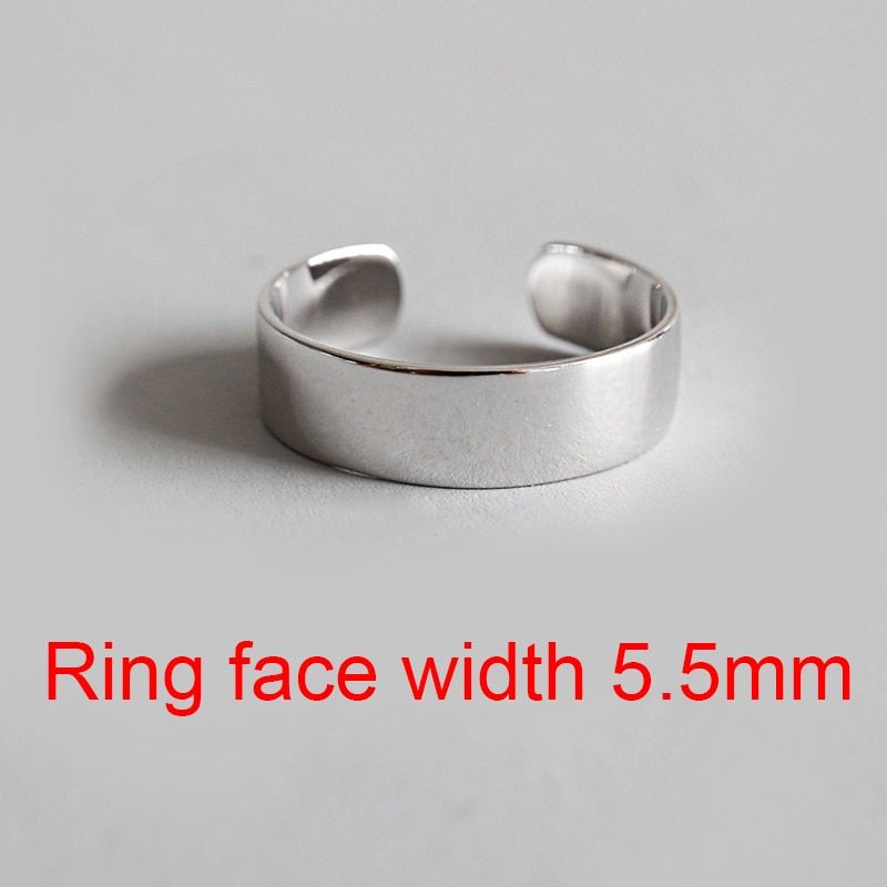 Big Classic 925 Sterling Silver Adjustable Wide Ring Finger for Women Ring Band Bijoux Jewelry