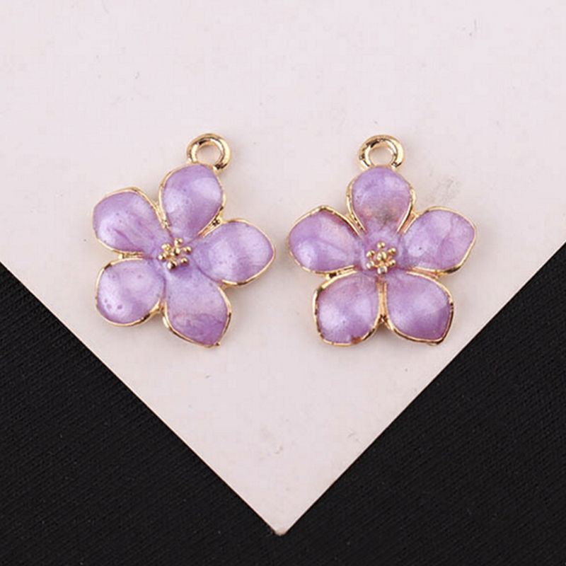 10Pcs/Set Enamel Alloy Flower  Charms Pendant Jewelry Findings DIY Craft Making