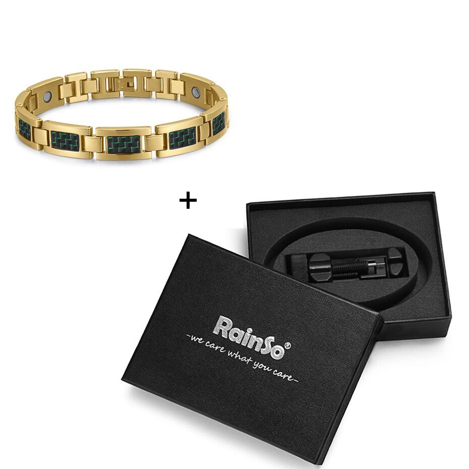 Rainso 2021 Bio Energy Health Stainles Steel Bracelet Bangle Plated Magnetic Health Care Bracelet For Men Jewelry Fashion