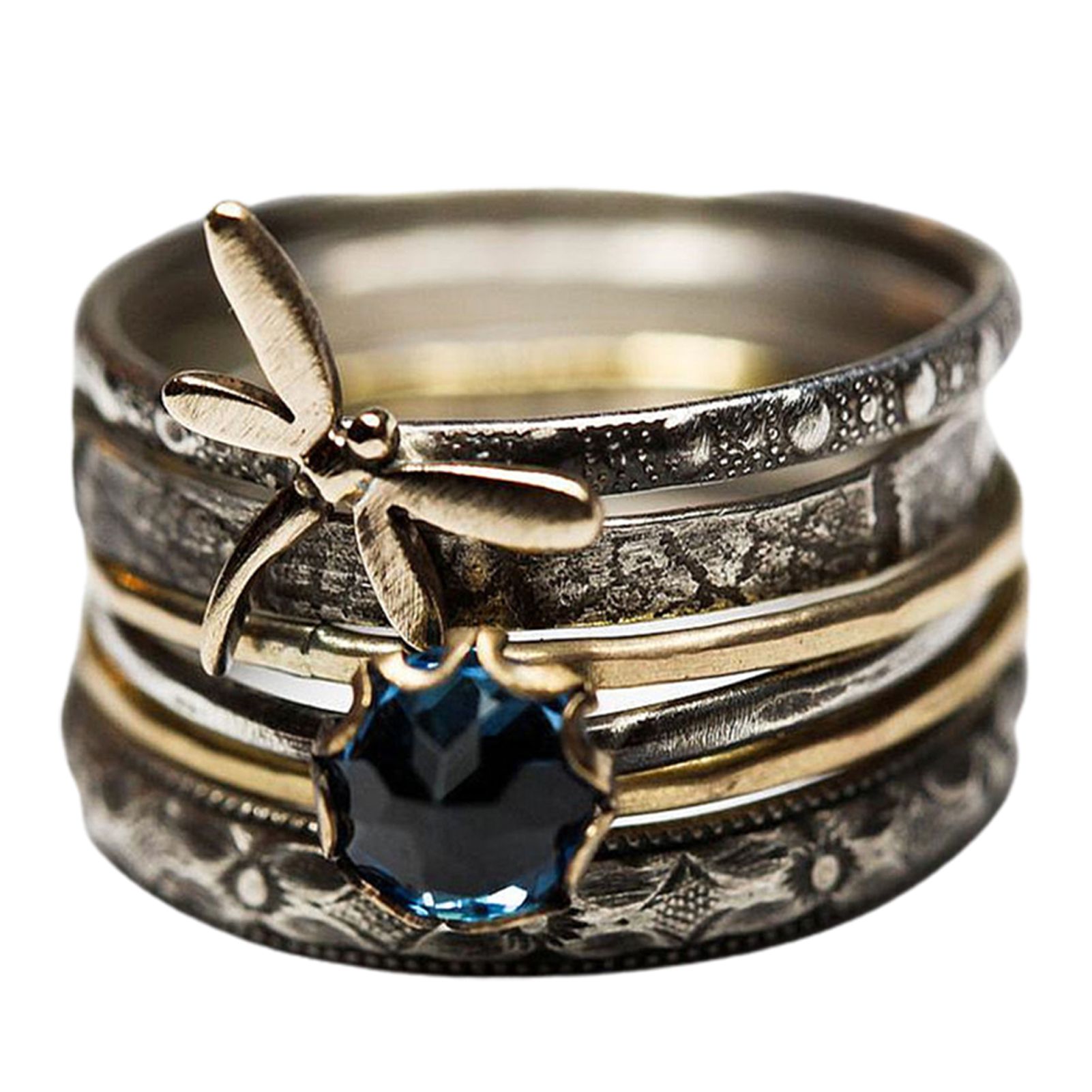 Engagement Ring Retro onfly Blue Faux Crystal Engagement Ring