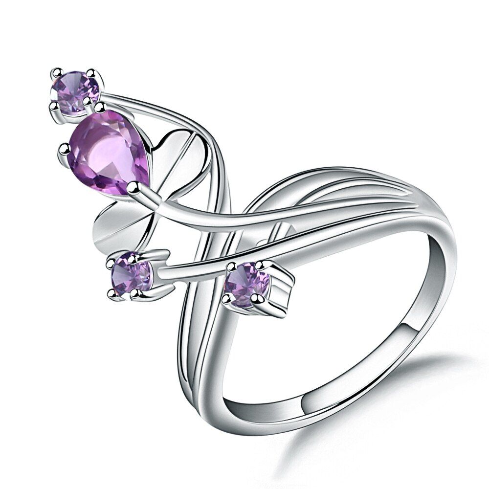 Gem's Ballet 0.97Ct Natural Green Agate Gemstone Ring Solid 925 Sterling Silver Flower Ring For Women Wedding Fine Jewelry