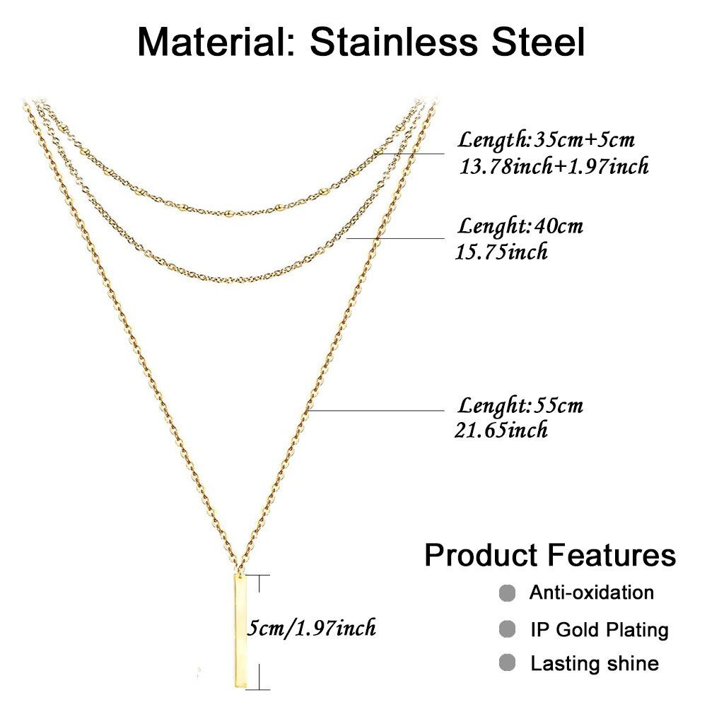 Silver Color Stainless Steel Simple Moon Heart Coin Star Bar Cross Pendant Necklaces For Women Thin Chain Layered Necklaces