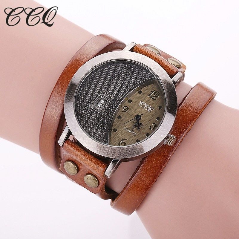 CCQ Brand Vintage Tower Watch  Leather Bracelet Watches Casual Women Wristwatches Quartz Watch Relogio Feminino