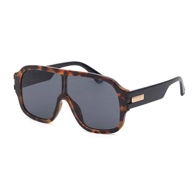 Vintage  Luxury Designer Fashion Oversized Square Sunglasses Men Women Classic Big Frame Driving Sun Glasses For Male UV400-Leopard Black
