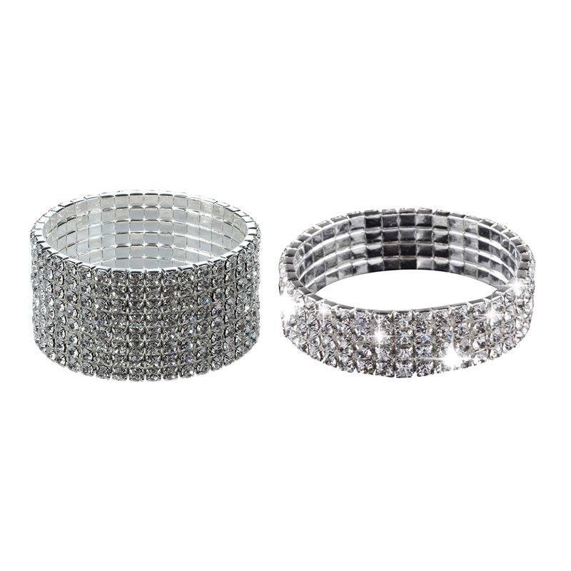 2 Pcs Diamand Crystal Stretch 8 & 4 Row
