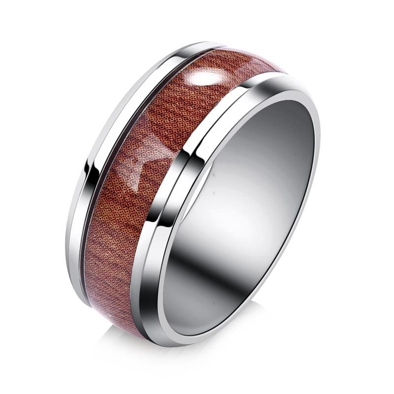 Jiayiqi Men Rings Stainless Steel Wood Grain Fashion Women Rings Male Jewelry Gifts