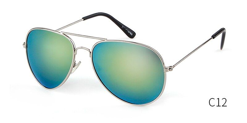 C12 JADE-GREENWHO CUTIE 2021 Pilot Sunglasses Women Men Brand Design Metal Frame Mirror Lens Aviation Sun Glasses Male Reflective Lens S198