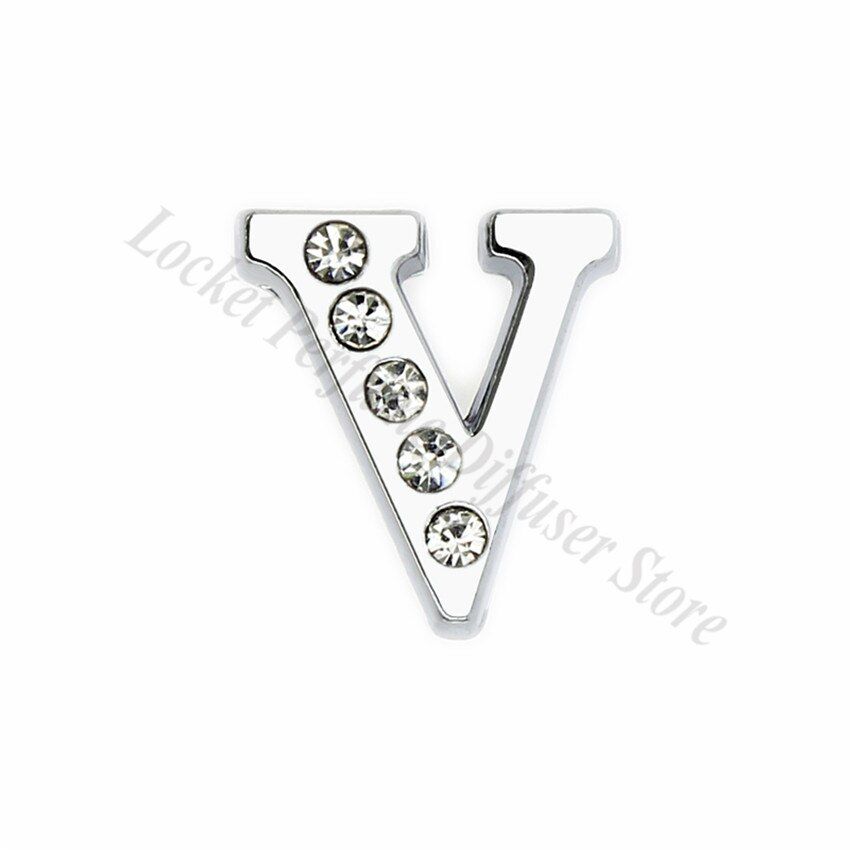 1pc A-Z 8mm Half Rhinestone Slide Letters Slide Charms Fit 8mm DIY Wristband Bracelet Pet Collar Women Men Jewelry(null)