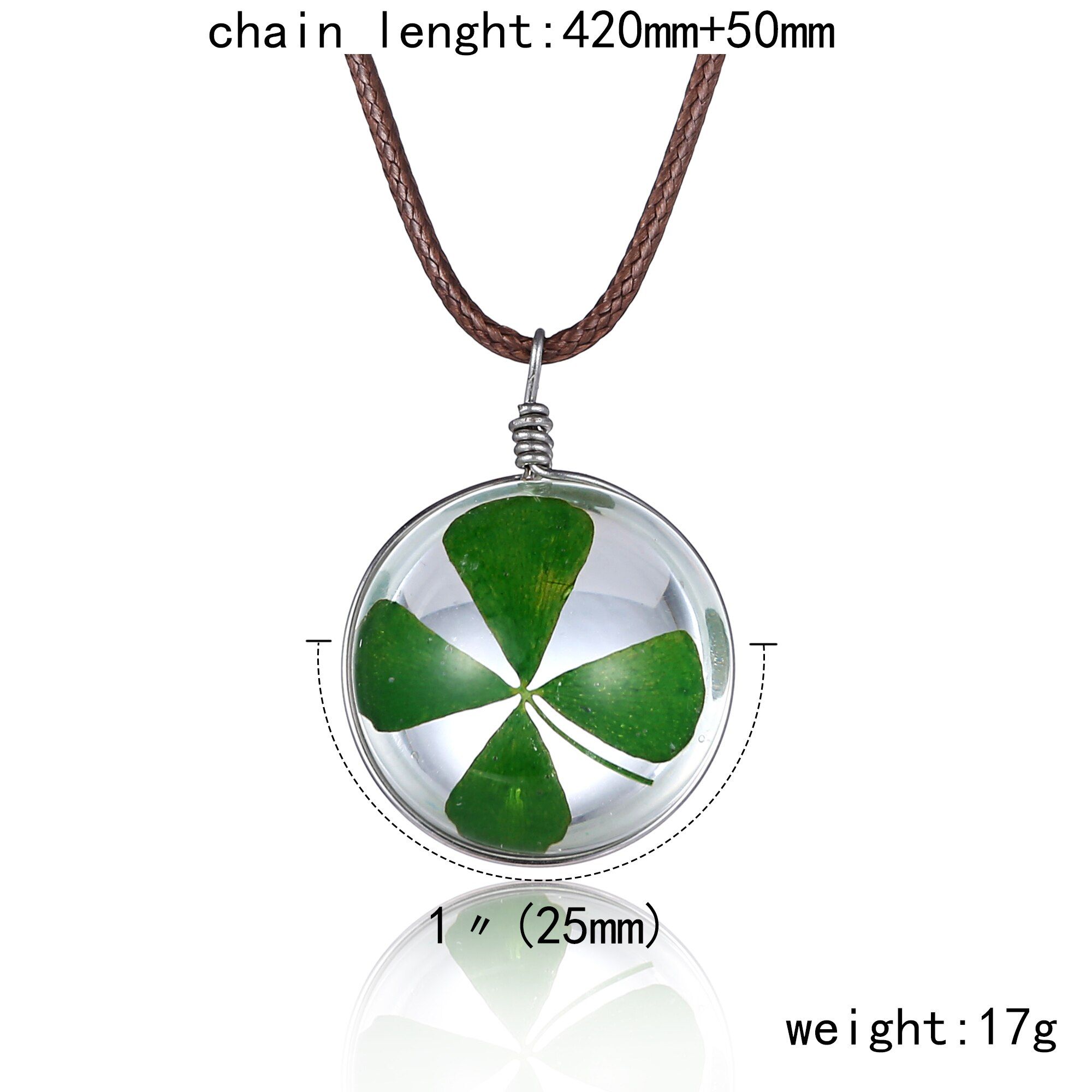Handmade Boho Transparent Resin Dried Flower Necklace Round Glass Gypsophila Charms Pendant For Women Girls Fashion Jewelry Gift