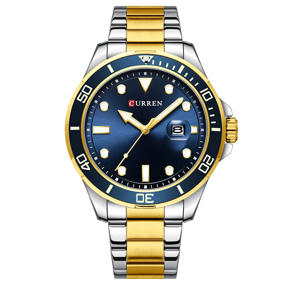 Curren 8388 silver gold blue Men Large Dial Calendar Quartz Watch Business Steel Strip Waterproof Casual Wristwatch