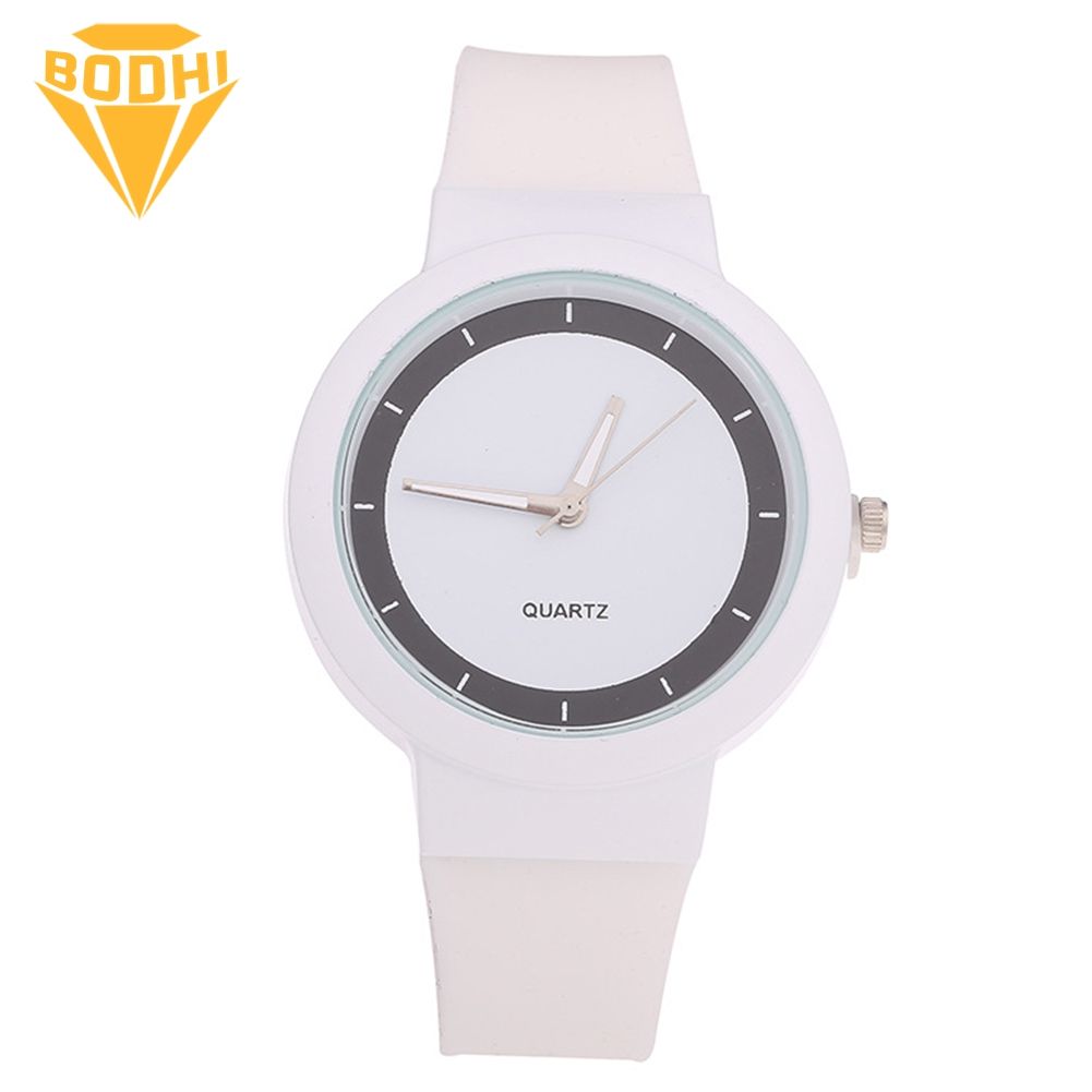 BODHI Candy Color Women Round Dial Silicone Band No Number Analog Quartz Jelly Watch