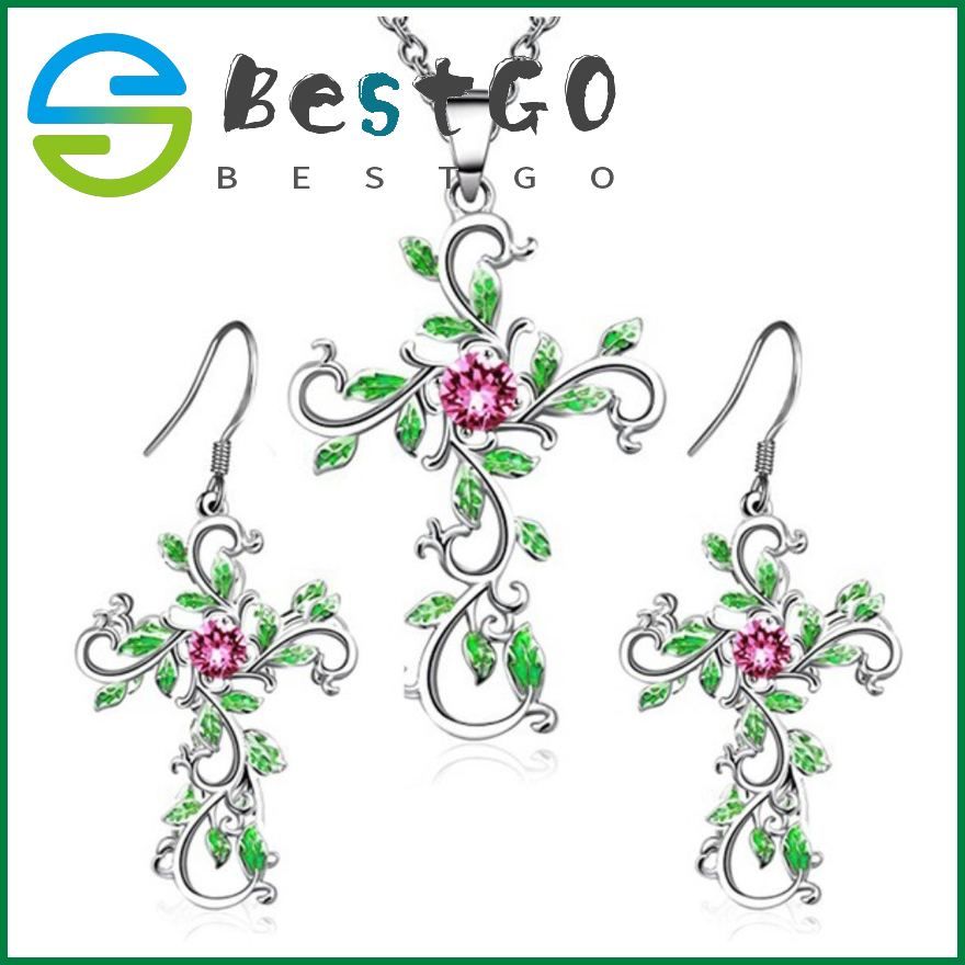 New Believe In God Cross Earrings Necklace Pendant Set