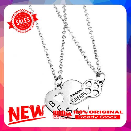 2Pcs Women's Fashion Hollow Heart Key Best Friends Pendants Necklaces Xmas Gift