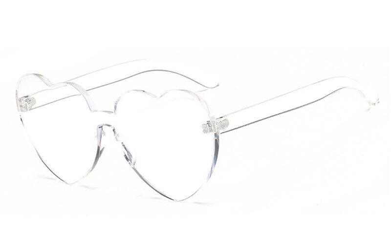 ClearLove Heart Sunglasses Women 2018 Rimless Frame Tint Clear Lens Colorful Shape Cute Sun Glasses Red Pink Yellow Blue Shades 1340R