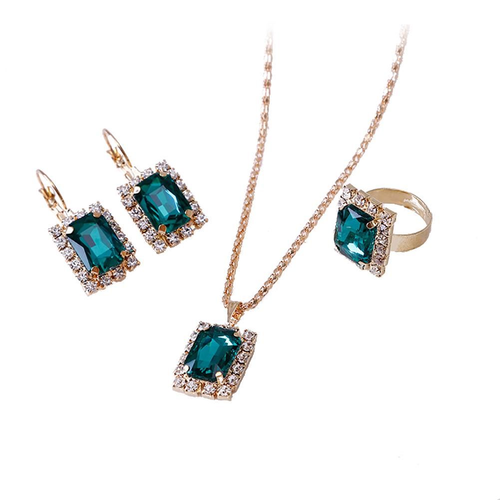 Jewelry Set Women Banquet Wedding Necklace Earrings Ring
