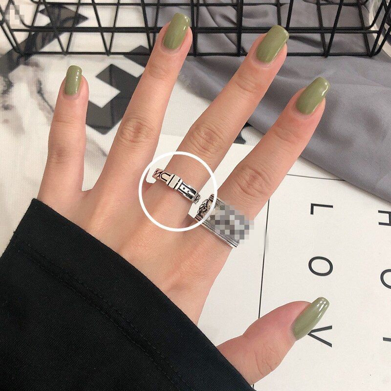 S925 Sterling Ring Retro Geometric Roman Numerals Rings Opening Personality Simple Ring For Women Men Accessories Jewelry