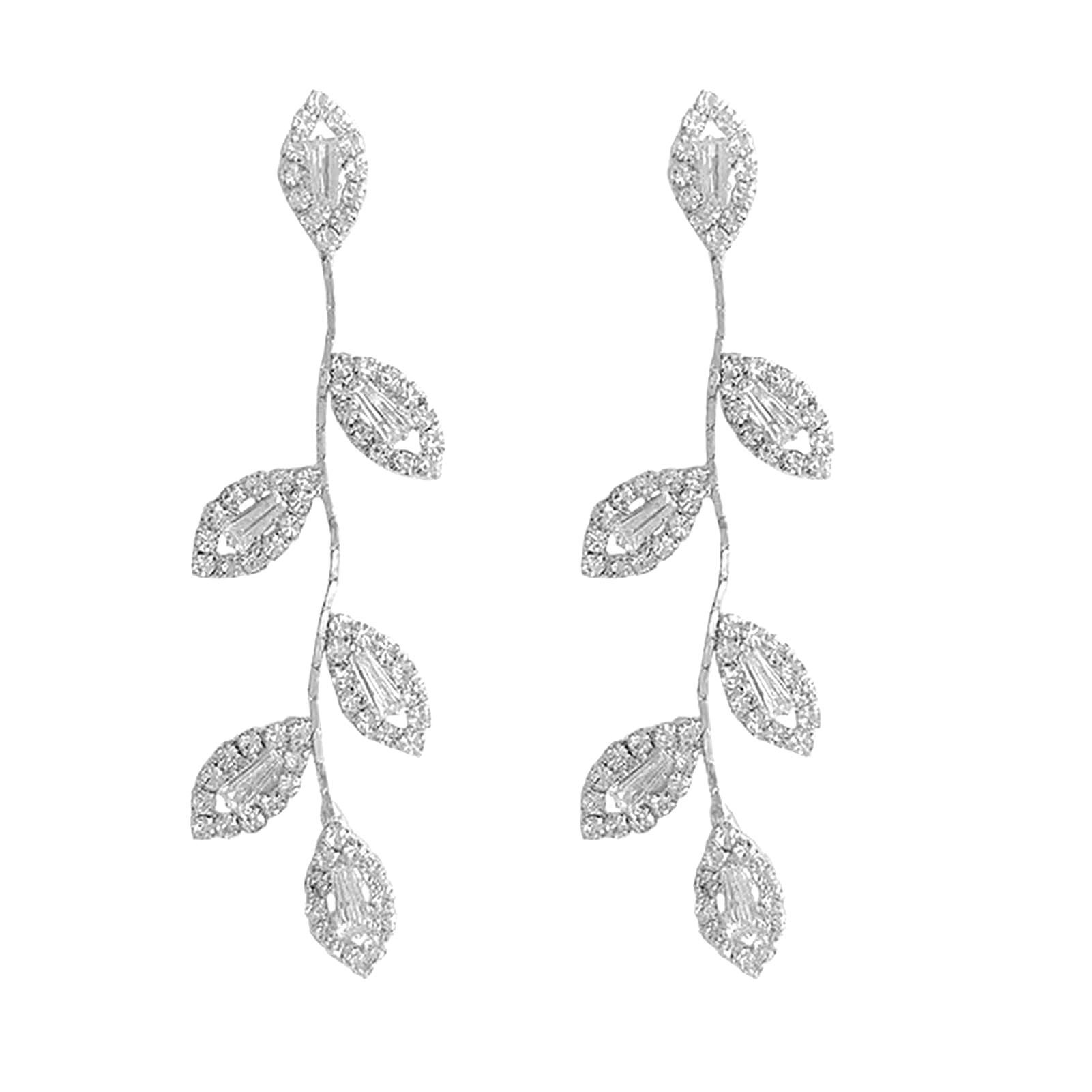 Drop Eargs Electroplating Cubic Zirconia Leaves Women Eargs
