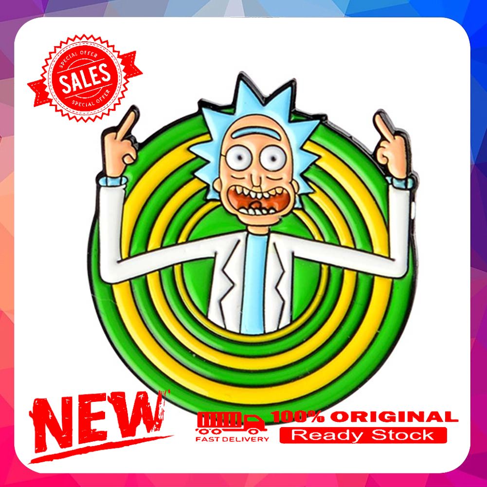 Unisex Creative Rick And Morty Cartoon Enamel Brooch Pin Scarf Jacket Collar Badge