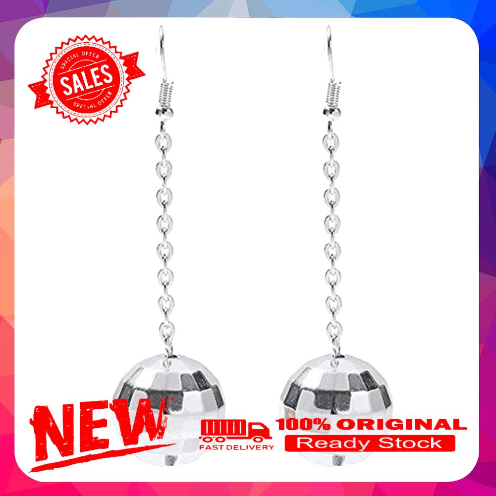 Women Fashion Disco Ball Tassel Long Dangle Hook Earrings Party Jewelry Gift