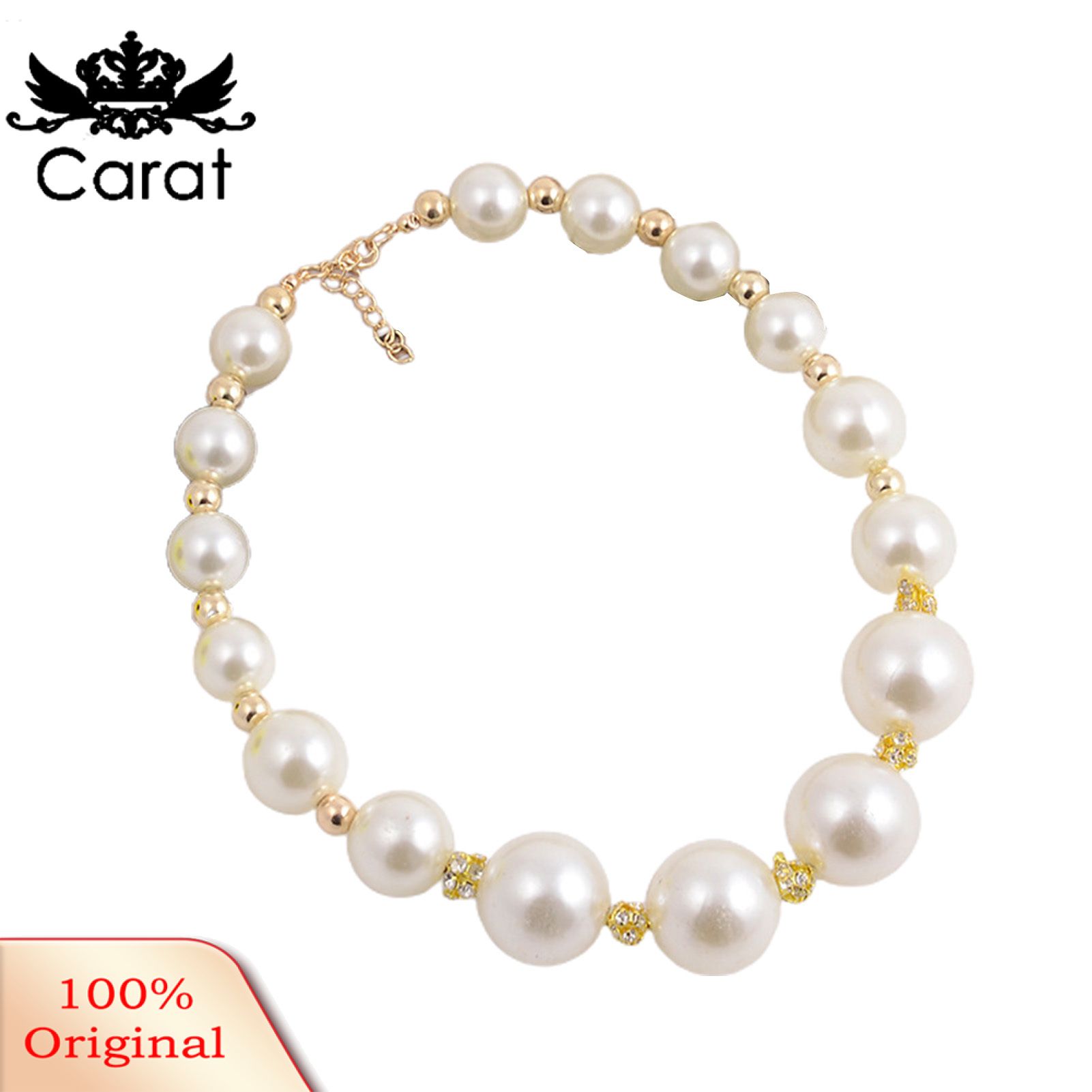 Faux Pearl Rhinestone Women Necklace Alloy Round Short Type Necklace for Valentine Day