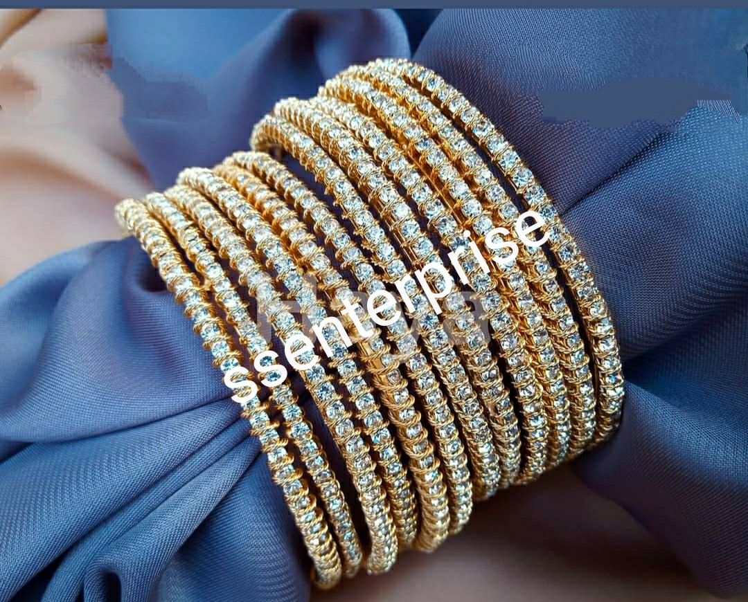 white stone  bangles For woman ( indian )Women's Bangles golden colour