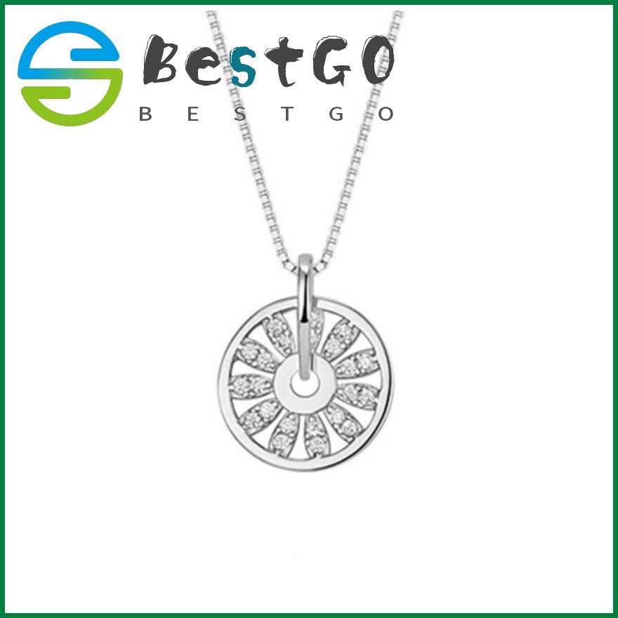 Simple Temperament Inlaid Transfer Plate Necklace Female Korean Of The Small Rotating Round Clavicle Necklace
