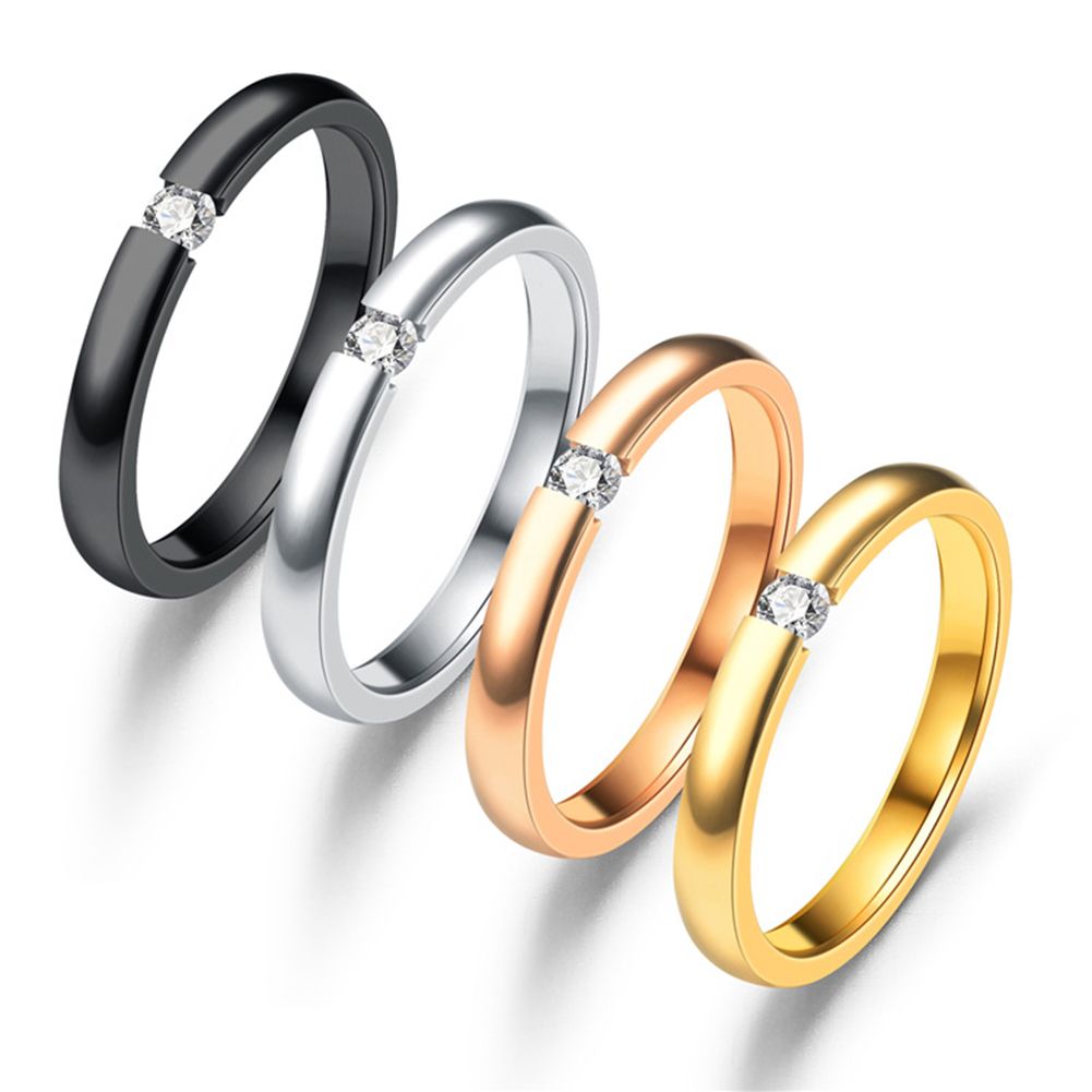 Fashion Classic Simple Zircon Ring Stainless Steel Couple Ring Women Men Jewelry Gift