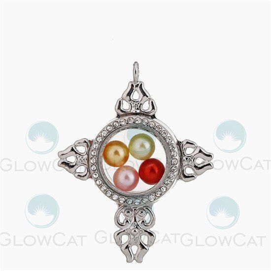 Floating Living Memory Locket Pendant fit 8mm Beads Pearl Cage Rhinestone Photo Charms Pendant with Steel Chain Necklace or no