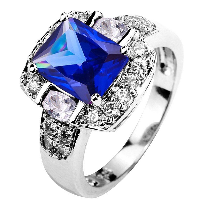 lingmei Fashion Charming Nice Women Party Jewelry Purple & White CZ Silver Color Ring Size 6 7 8 9 10 11 12 13 Wholesale Gifts