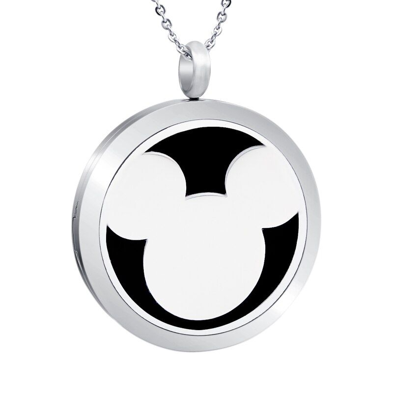 Cartoon Minnie Mouse 20mm, 25mm, 30mm Stainless Steel Essential Oils Aromatherapy Locket Perfume Diffuser Necklace