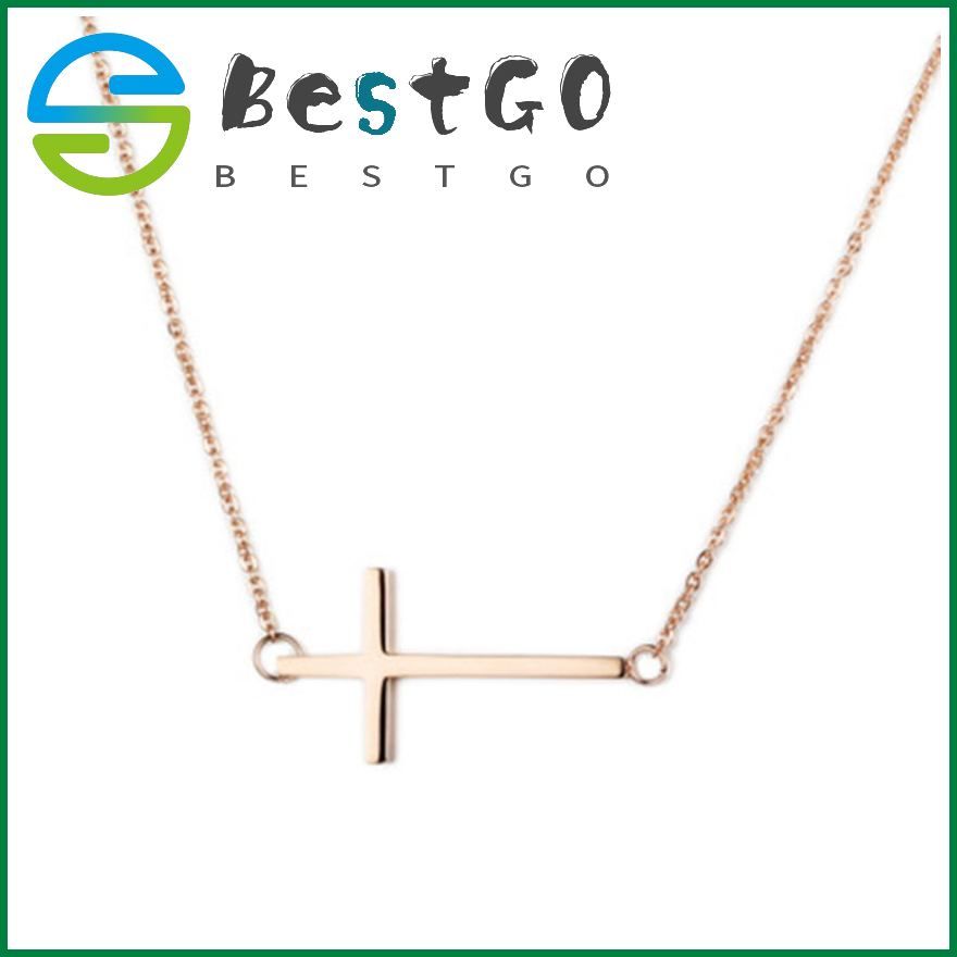 Korean Of The Glossy Cross Necklace Ladies Simple Mori Creative Christ Pendant Collarbone Chain Necklace