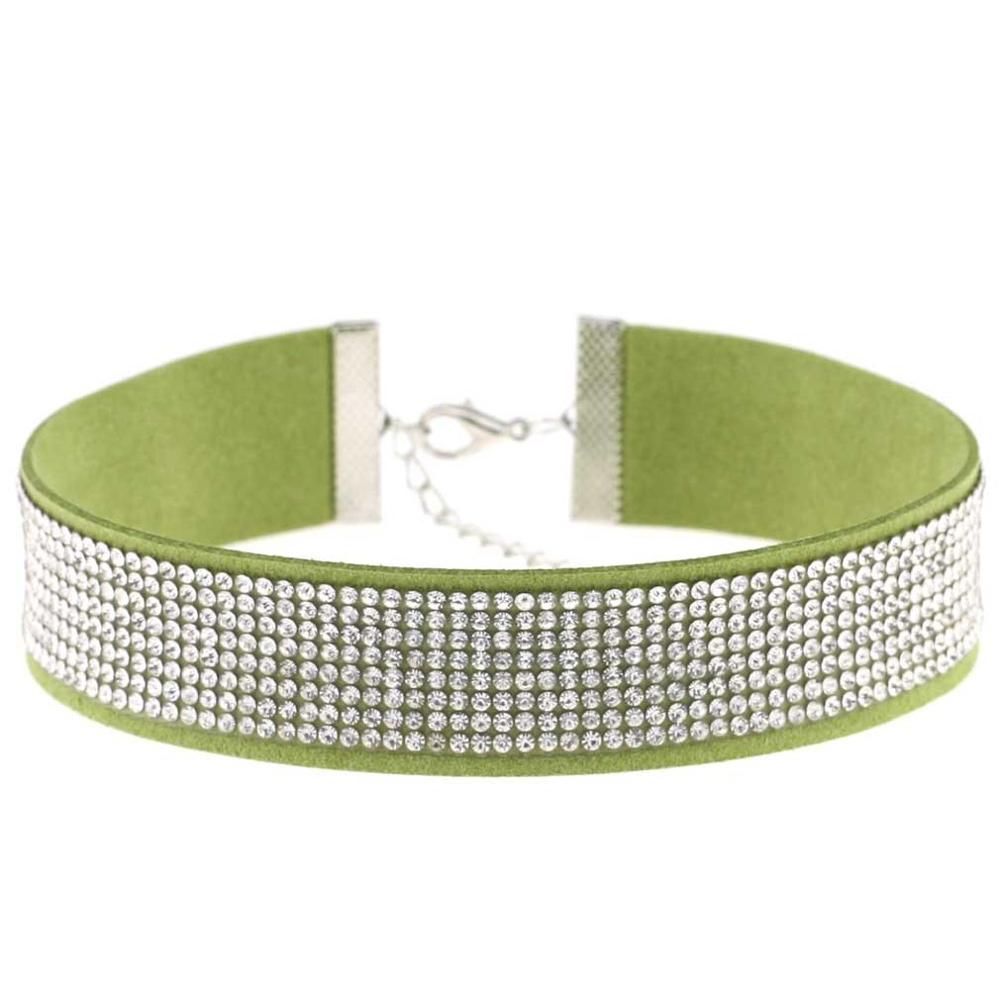 2019 Black Leather Velvet Rhinestone Choker Necklace Women Crystal Choker Statement chocker collar fashion jewellery