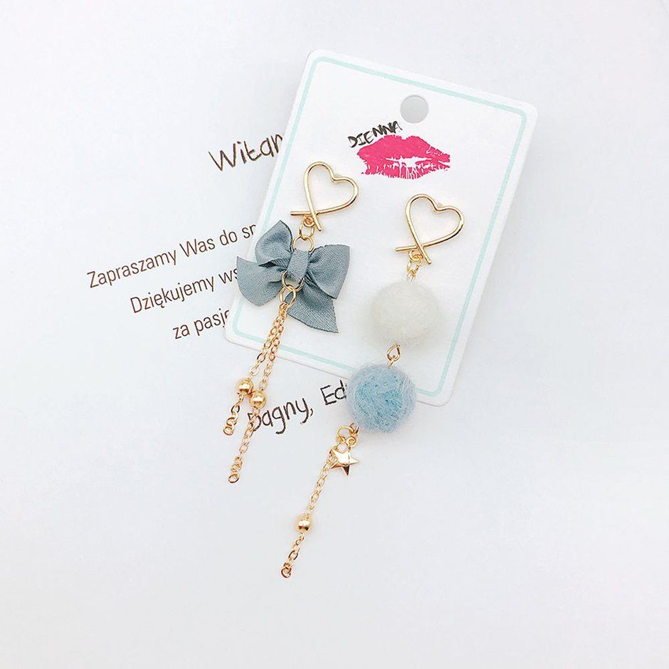 Bowknot Fur Ball Design Women Long Earrings Elegant Gorgeous Female Earrings