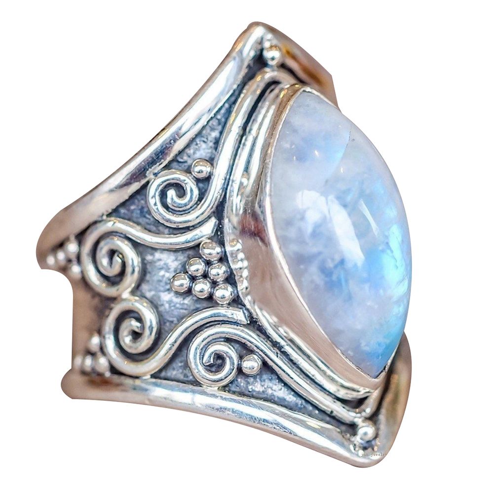 Women's Vintage Geometric Moonstone Jewelry Wedding Engagement Party Finger Ring