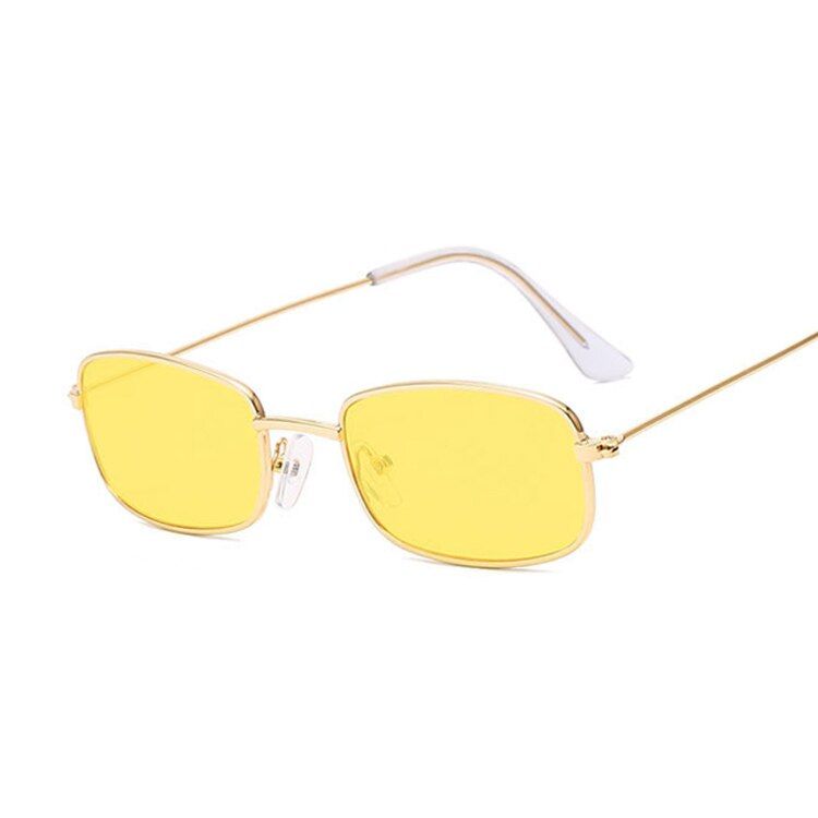 GoldYellowSmall Frame Yellow Shades Square Sunglasses Women/man Oval Brand Designer Vintage Fashion Pink Sun Glasses Female Oculos De Sol
