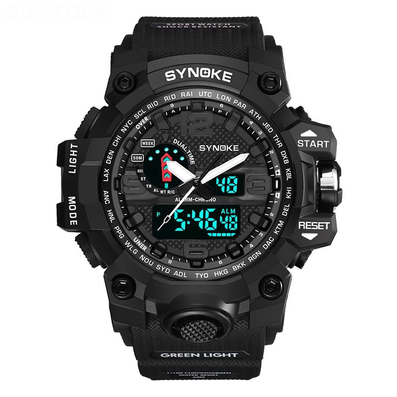 【BestGO】SYNOKE Watch Men Sports Quartz Digital Watches Mens 50M Waterproof Clock Male Wristwatch LED relogio masculino