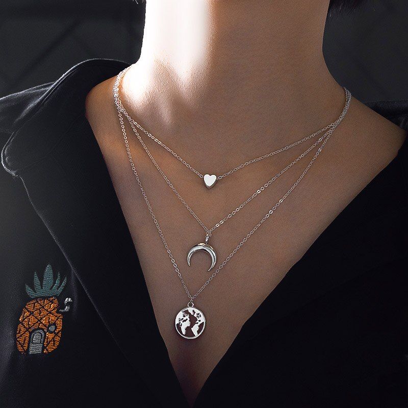 POXAM Boho Gold Star Crystal Necklaces For Women Fashion Female Necklace Vintage Multiple Layers Pendant Necklace Jewelry Gift