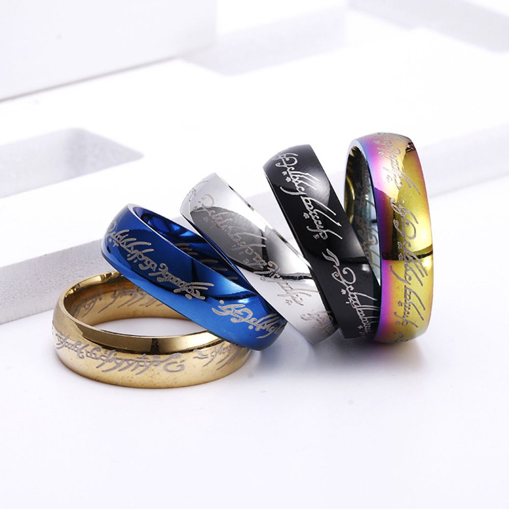 Men Women Fashion Letters Print Titanium Steel Band Finger Ring Jewelry Gift