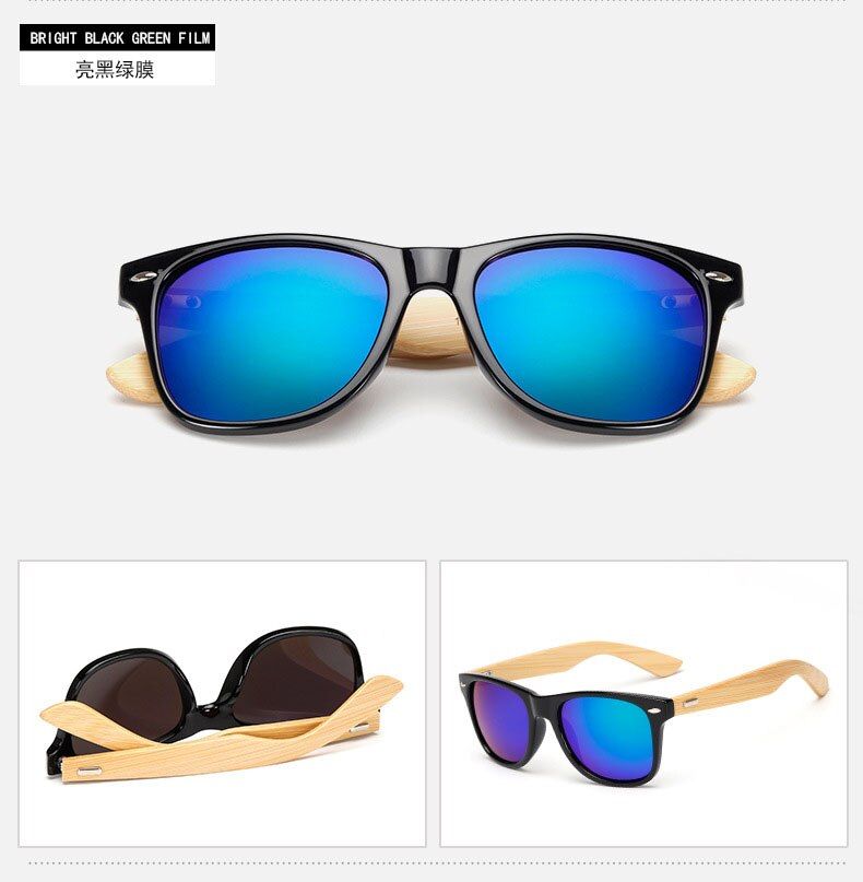 GreenNerZhul Unsex Bamboo Leg Sunglasses Man Women Fashion Classic Blue Men Sunglasses Vintage Green Sun Glasses Female CACM01