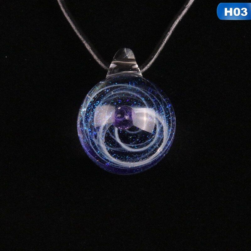 2019 Creative Planet Crystal Stars Ball Glass Galaxy Pattern Leather Chain Pendants Necklace Galaxy Lovely Necklace