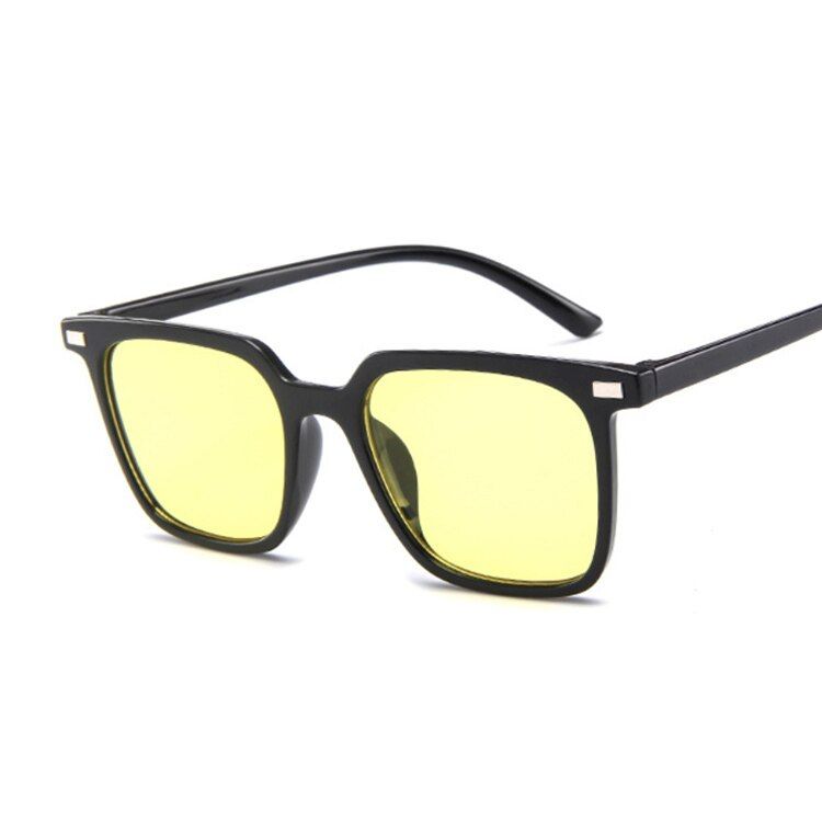 BlackYellow2020 Black Square Oversized Sunglasses Women Big Frame Colorful Sun Glasses Female Mirror Oculos Unisex Blue Shades