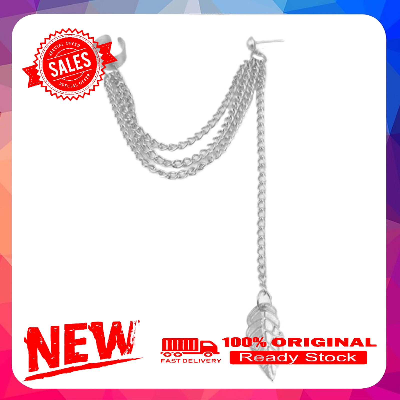 Earrings Fashion Metal Chain Leaf Shape Female Dangle Earrings