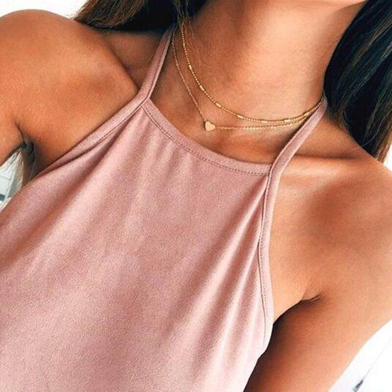 VAGZEB Minimalist Round Disco Coin Chain Necklace Pendant Dainty Sequins Multi Layers Necklaces Women Statement Jewelry