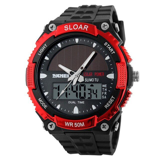 SKMEI Brand Solar Energy Men Sports Watches Outdoor Military LED Watch Fashion Digital Quartz Multifunctional Wristwatches