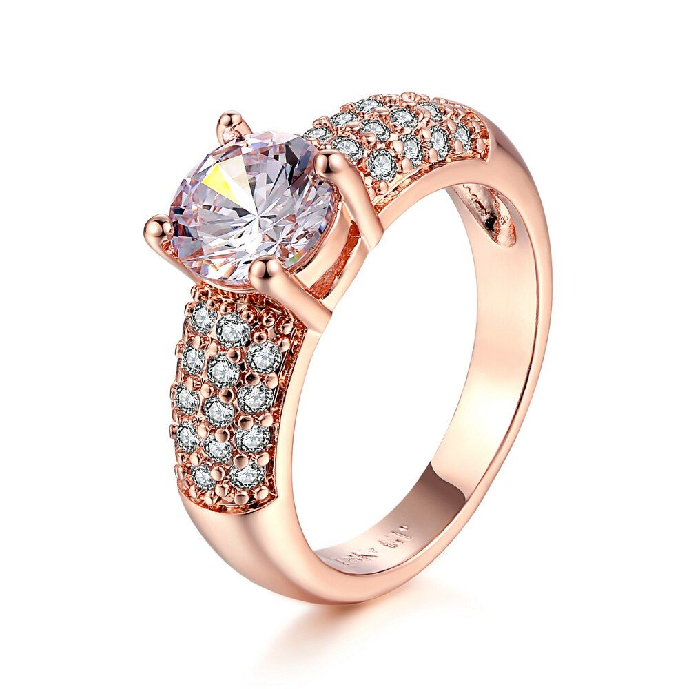 Cubic Zirconia Micro Pave Engagement Rings For Women Rose Gold/Silver Color Crystal Fashion Brand Wedding Jewelry anel DWR061M