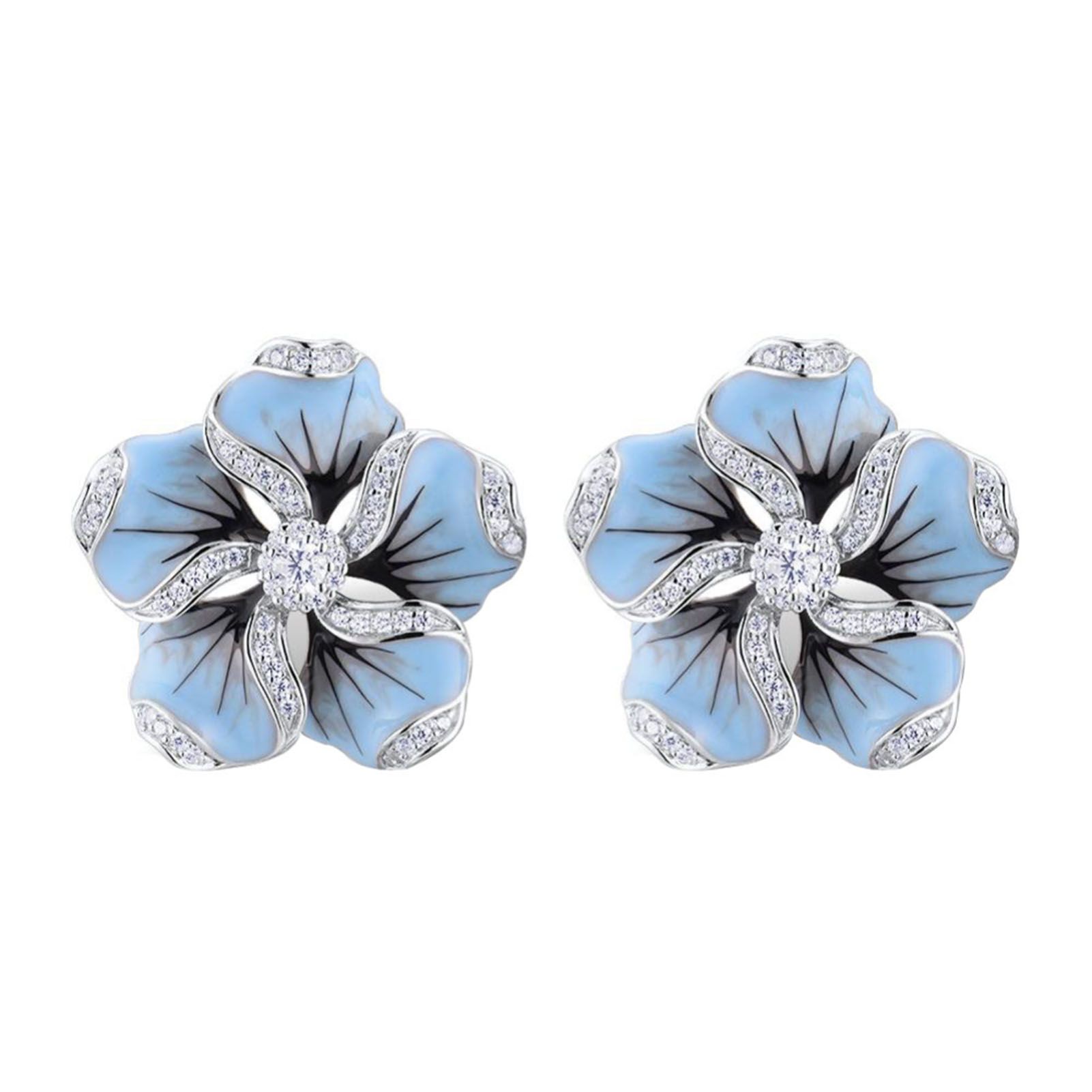 Earrings Flower Design Hypoallergenic Alloy Cubic Zircon Earrings for Daily Life
