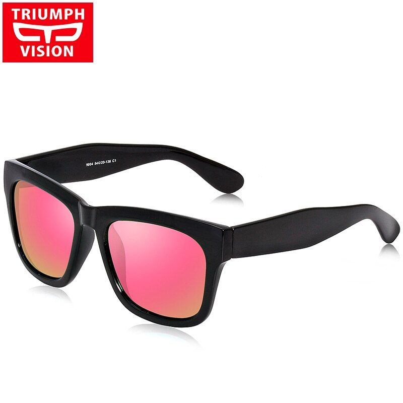 013PTRIUMPH VISION Sturdy Arms Polarized Black Sunglasses for Men Square Shades Male UV400 Polaroid Sun Glasses Mirror Silver Blue