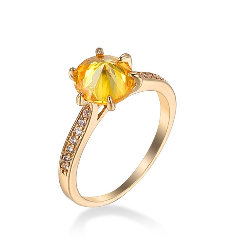 Anillos Yuzuk Luxury Trendy Topaz Gemstones Ring 18K Yellow Gold Jewelry Silver Ring 925 Sterling Silver Citrine Ring For Gift